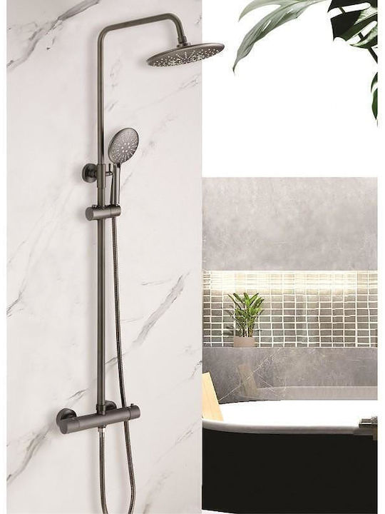 Inter Ceramic Adjustable Shower Column with Mixer Gray