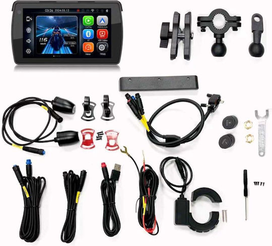 Digital Iq Pna 5500_cpa 5.5inc Σύστημα Πλοήγησης Gps Μοτοσυκλέτας Tpms 2 Κάμερες Apple Carplay Android Auto