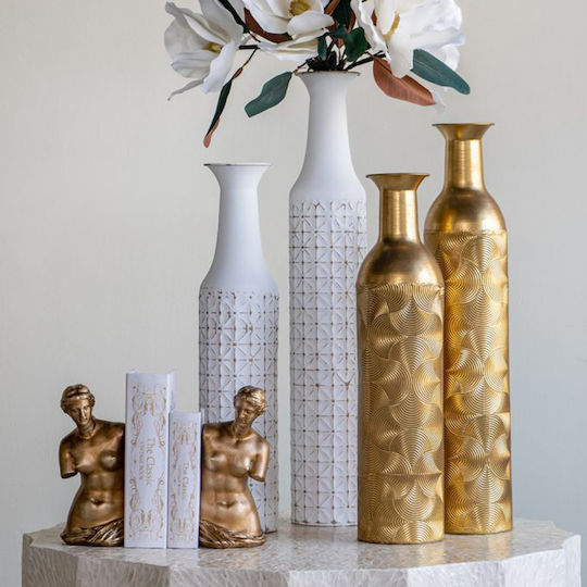 Artekko Bookends Χρυσοί Βιβλιοστάτες Ρητίνης Γυναικεία Φιγούρα 11.5x13x26 Cm 2pcs