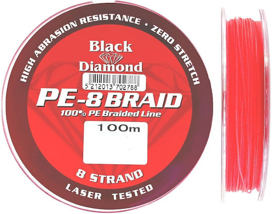 Black Diamond Red 8 Braid Fischereifaden 100m / 0.2mm / 9.98kg