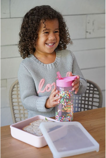 Melii Kinderflasche Kunststoff mit Strohhalm Rosa 300ml
