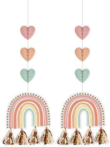 Creative Converting Boho Regenbogen Hängendes Ornament für Party 2 Stück