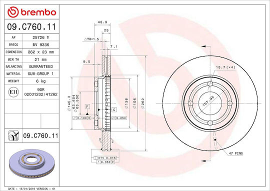 Disc de frână Brembo pentru Mercedes-benz C-class Coupe C204 09a76011