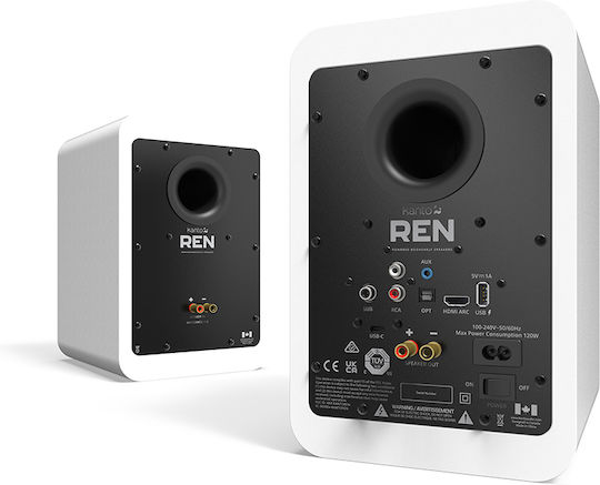 Kanto REN Ζεύγος Ηχείων Hi-Fi Βιβλιοθήκης 100W 2 Δρόμων Matte White