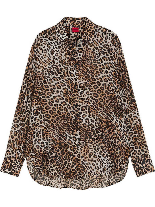 Μακρυμάνικο Γυναικείο Πουκάμισο Leopard Print