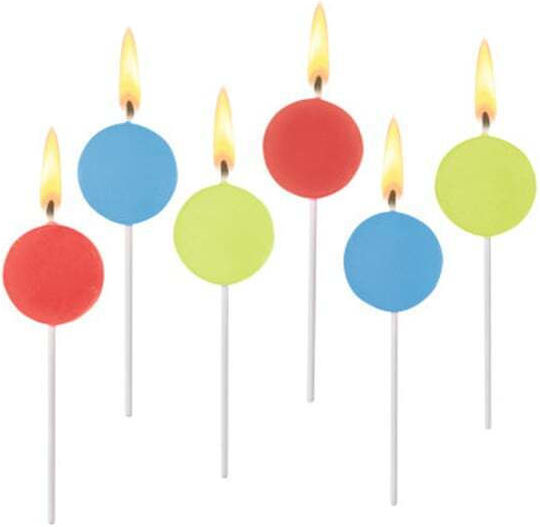 Mix It Round Decorative Birthday Candles 3-Colored Sorted 6 Pieces