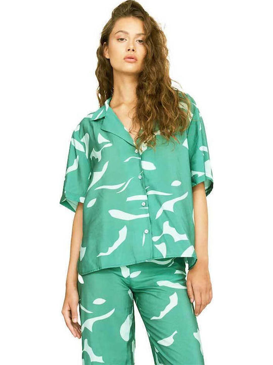 Κοντομάνικο Γυναικείο Πουκάμισο Green