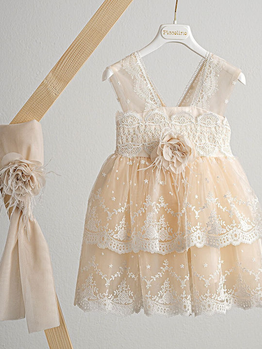 Piccolino Estelle Pink Baptism Dress Made of Lace