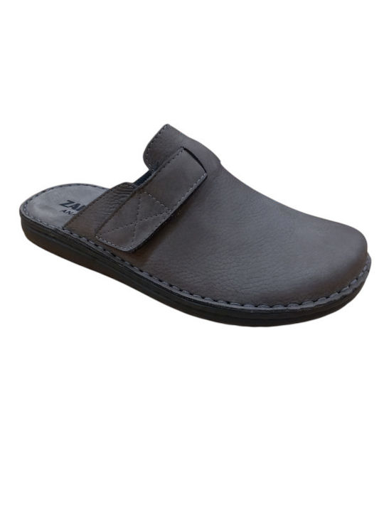 Men's Leather Slippers Gray