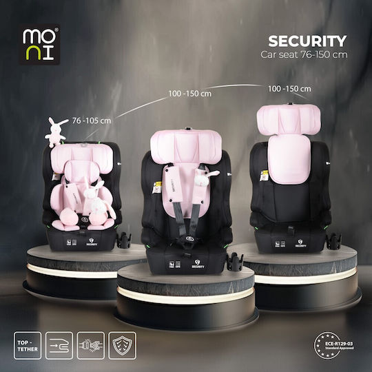 Moni Security Baby Car Seat i-Size with Isofix Baby Pink 9-36 kg