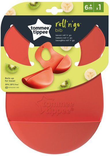 Tommee Tippee Roll N' Go Wasserdicht Lätzchen Silikon mit Taste & Tasche Orange