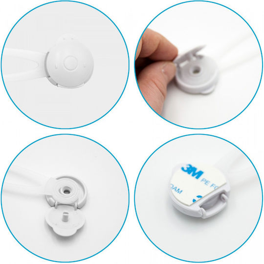 Bocioland Cabinet & Drawer Lock with Sticker made of Plastic in White Color 2pcs