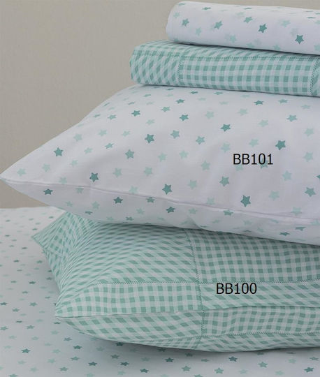 Palamaiki Чаршаф Единично с Ластик Памук BB100 Aqua 110x200см