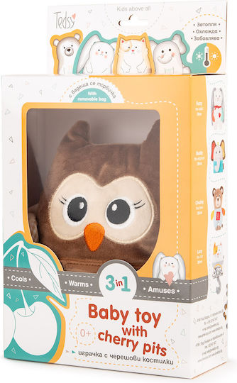 Amek Toys Owl Hot Water Bottle for Heat Cold with Cherry Pits Blue