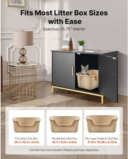Cat Litter Box Enclosure Furniture Vevor Hidden Litter Box Cabinet 70 Cm Metal Legs & Handle Modern Style Cat House End Table Suitable For Most Litter Boxes Bedroom Living Room