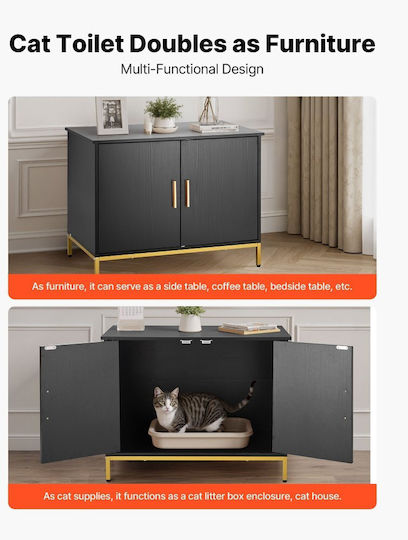 Cat Litter Box Enclosure Furniture Vevor Hidden Litter Box Cabinet 70 Cm Metal Legs & Handle Modern Style Cat House End Table Suitable For Most Litter Boxes Bedroom Living Room