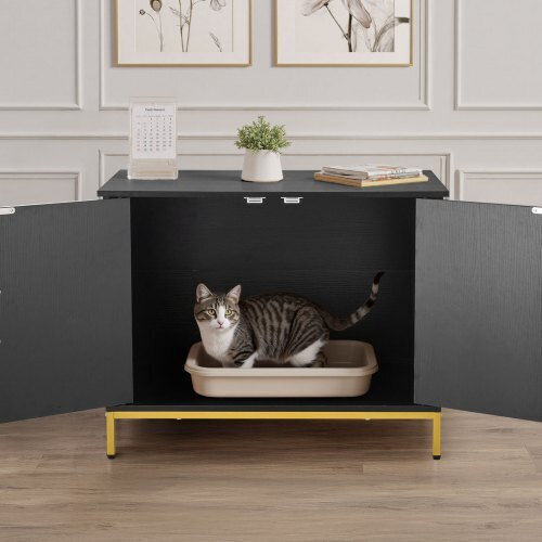 Cat Litter Box Enclosure Furniture Vevor Hidden Litter Box Cabinet 70 Cm Metal Legs & Handle Modern Style Cat House End Table Suitable For Most Litter Boxes Bedroom Living Room
