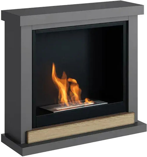 Tagu Indoor Wall Mounted Bioethanol Fireplace Gray 75x24.5x67.6cm