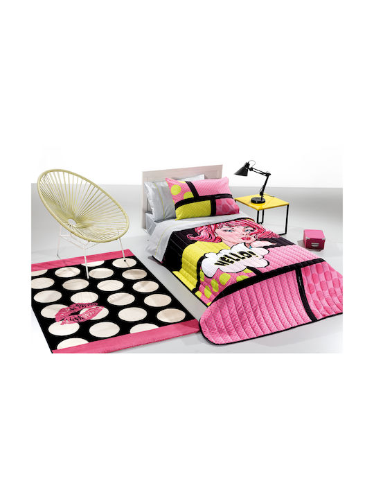 Saint Clair Pop Art Suede Παιδική Παπλωματοθήκη Μονή Βαμβακερή Ροζ 160x220εκ.