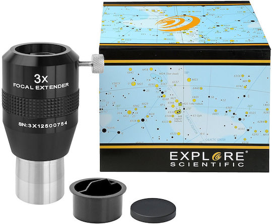 Explore Scientific Fokal-Extender 3x 31,7mm/1,25" Barlow-Linse zur Verlängerung der Brennweite von Teleskopen