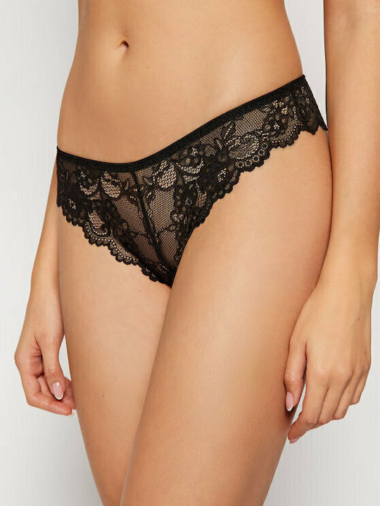 Tempting Women's String with Lace Black