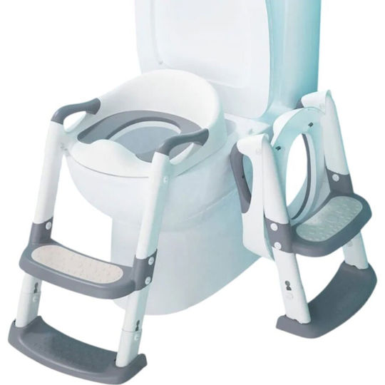 Baby Wise Toddler Toilet Seat with Footrest Handles and Cushion White / Gray