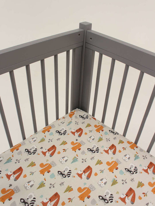 Hanah Home Babybett Grau mit Matratze 68x127cm
