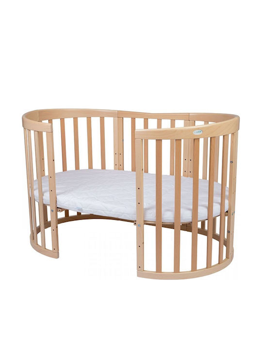 Waldin Convertible Baby Crib Beige with Mattress 78x128cm