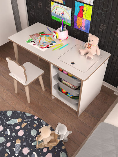 Kinderschreibtisch aus Melamin Weiß 90x42x50cm