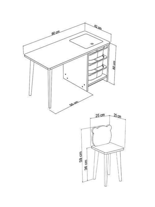 Παιδικό Γραφείο από Μελαμίνη Λευκό 90x42x50cm