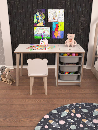 Kinderschreibtisch aus Melamin Weiß 90x42x50cm