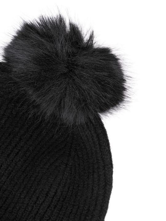 Pom Pom Beanie Frauen Beanie Gestrickt in Schwarz Farbe
