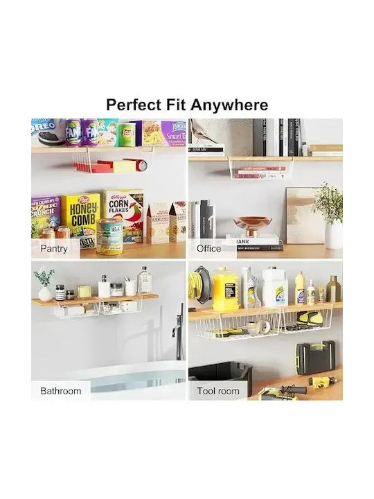 SDS Kitchen Organizer Racks Metallic in White Colour 26x40.5x13.5cm