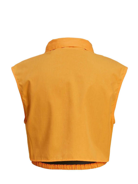 Women's Monochrome Sleeveless Shirt Orange