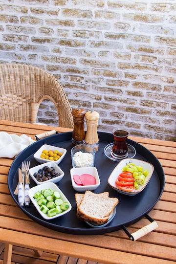 Hermia Metal Round Serving Tray in Black Color 37x37cm 289ALV1106 2pcs