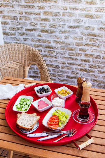 Hermia Metal Round Serving Tray in Red Color 37x37cm 289ALV1107 2pcs