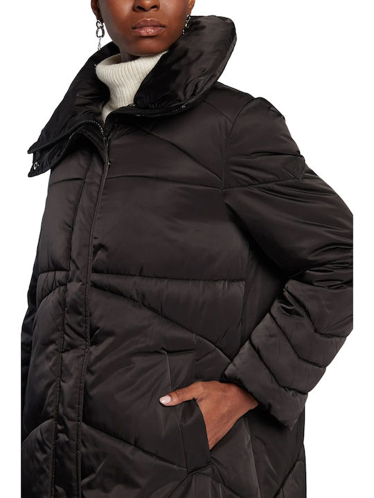 Women's Long Puffer Jacket for Winter Black