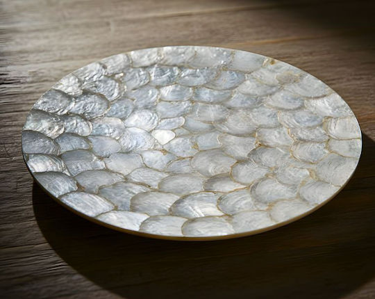Polihome Scales Πιάτο Ρηχό Ξύλινο με Διάμετρο 35cm