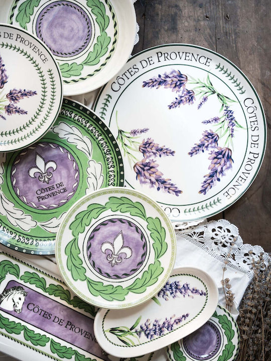 Hermia Plate Shallow Ceramic Multicolour with Diameter 30cm
