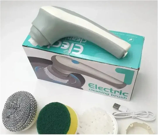 Plastic Rotating Cleaning Brush with Handle Gray