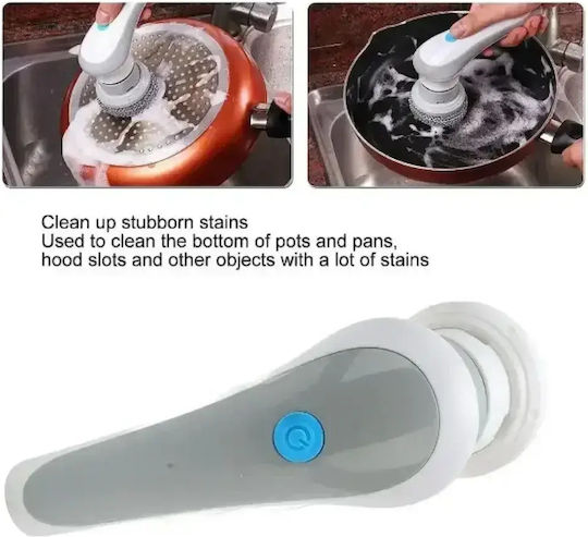 Plastic Rotating Cleaning Brush with Handle Gray