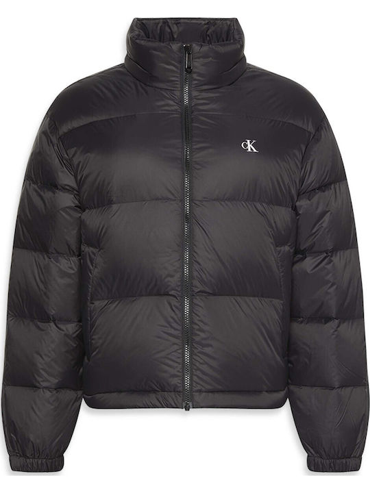 Women's Short Puffer Jacket for Winter with Hood Black