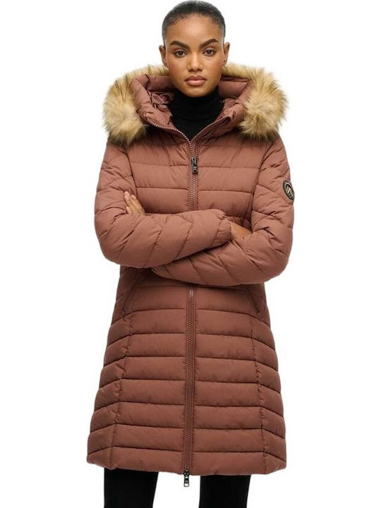 Fuji Faux Jachetă de femei Puffer Maro