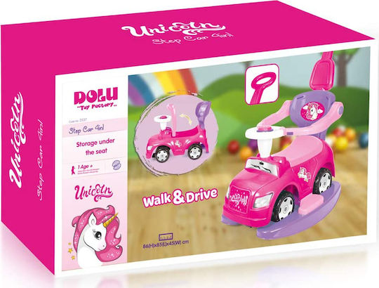 Dolu Unicorn Количка Езда На С Ръкохватка За Родител За 12+ Месеца Розова