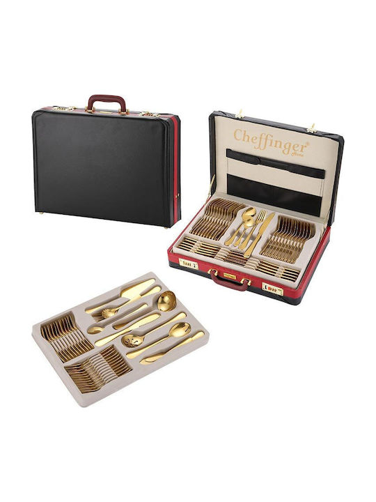 Cheffinger Besteckset Edelstahl Gold 72Stück