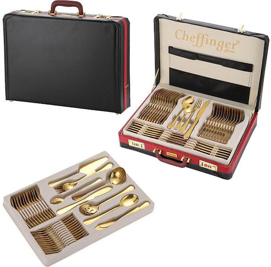 Cheffinger Besteckset Edelstahl Gold 72Stück