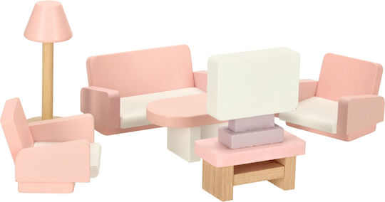 Holzpuppenhausmöbel in Rosa