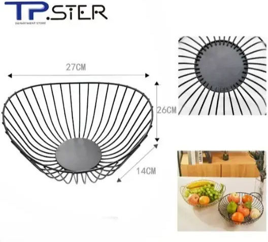Tpster Fruit Bowl Metallic Black 27x26x14cm
