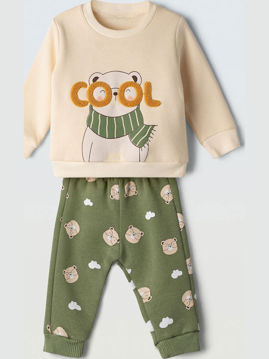 Kids Sweatpants Set Ecru-khaki 2pcs
