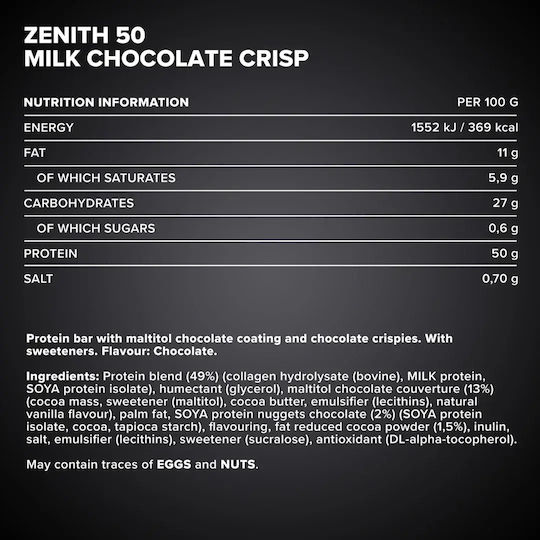 IronMaxx Zenith Bar with 50% Protein & Flavor Milk Chocolate 100gr